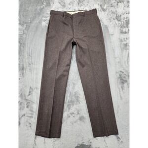 Vintage Oakton Pants Mens 36x34 Brown Regular Fit Dress Flexslax USA Perma Prest